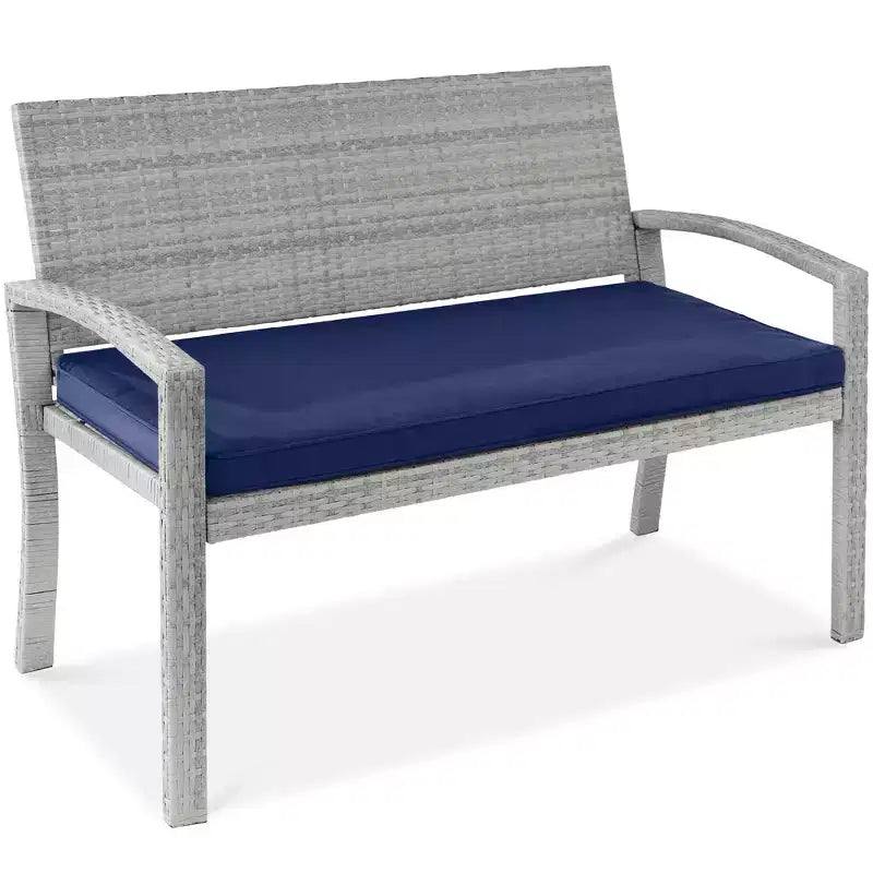 Best Choice Products Outdoor-Gartenbank aus Korbgeflecht für 2 Personen, Garten- und Terrassenmöbel mit einer Tragkraft von 700lb, Kissen