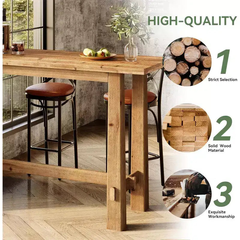 63-Zoll-Bartisch aus Massivholz für Küche, Café oder Restaurant