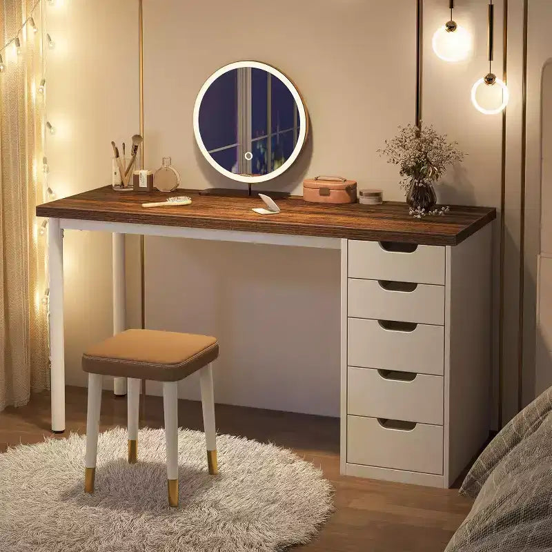 Bureau d’ordinateur Lantine avec 5 tiroirs, bureau moderne et sobre de 47 pouces pour le télétravail, les études et l’écriture, idéal pour les petits espaces