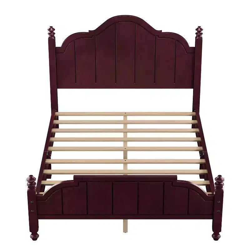 Vintage-Queen-Plattformbettgestell - Massives Kiefernholz, MDF-Kopfteil, kein Boxspring erforderlich