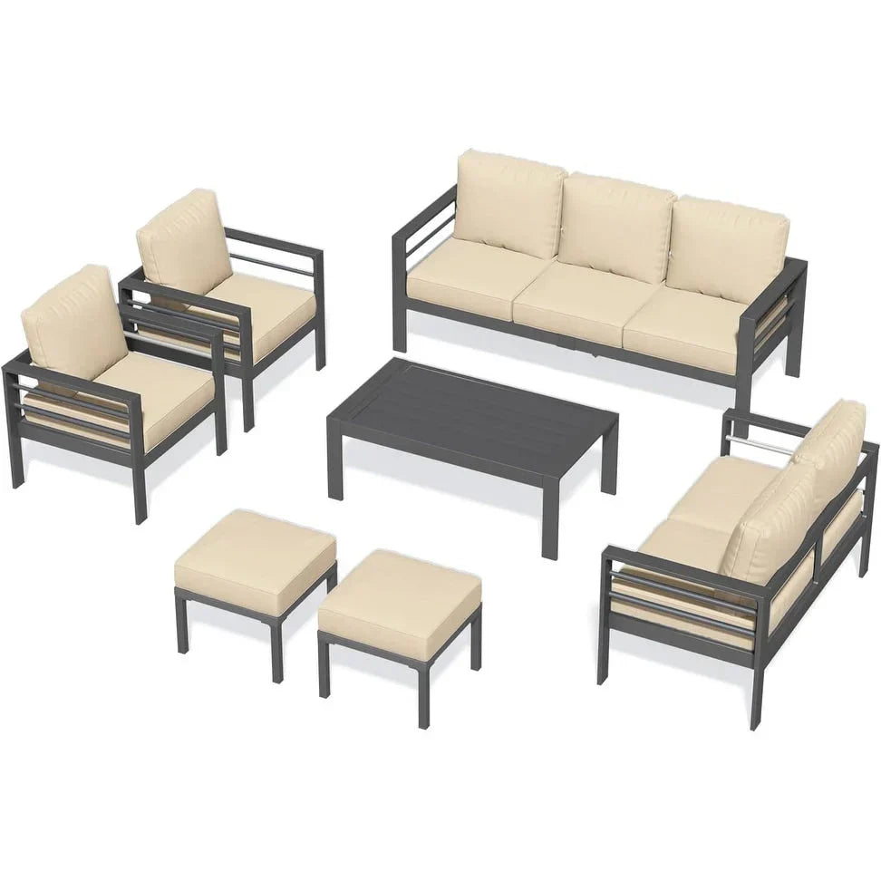 Ensemble de mobilier de jardin en aluminium AECOJOY de 7 pièces, salon de jardin
