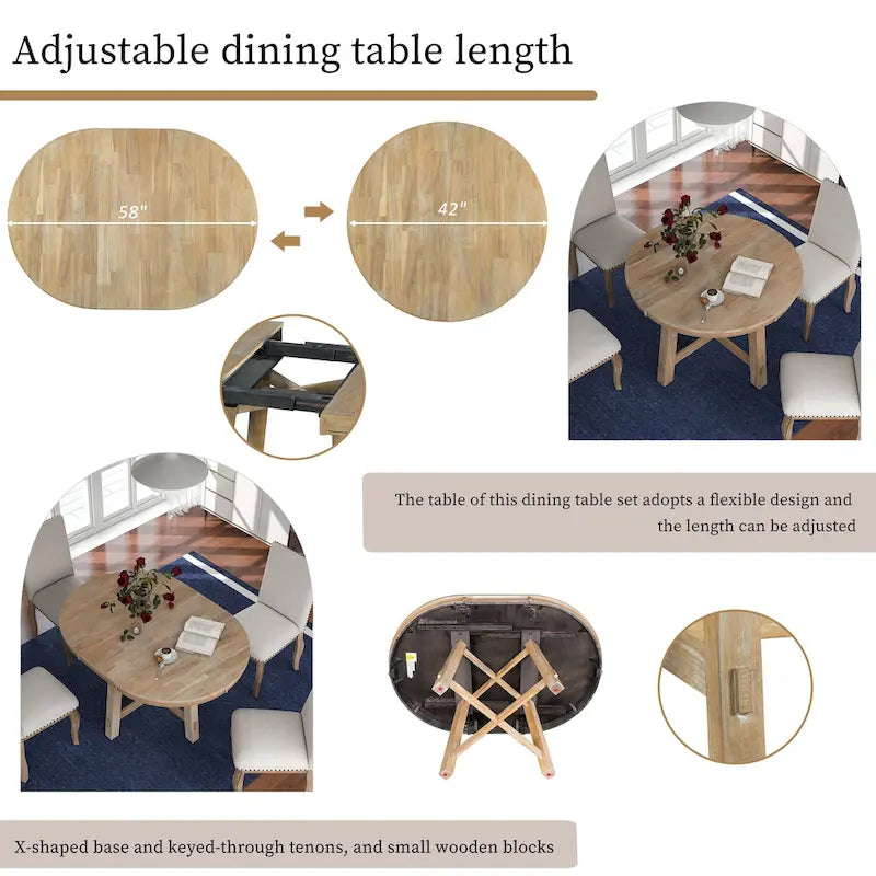 Tavolo da pranzo rotondo allungabile stile rustico TREXM, in legno, con prolunga da 16