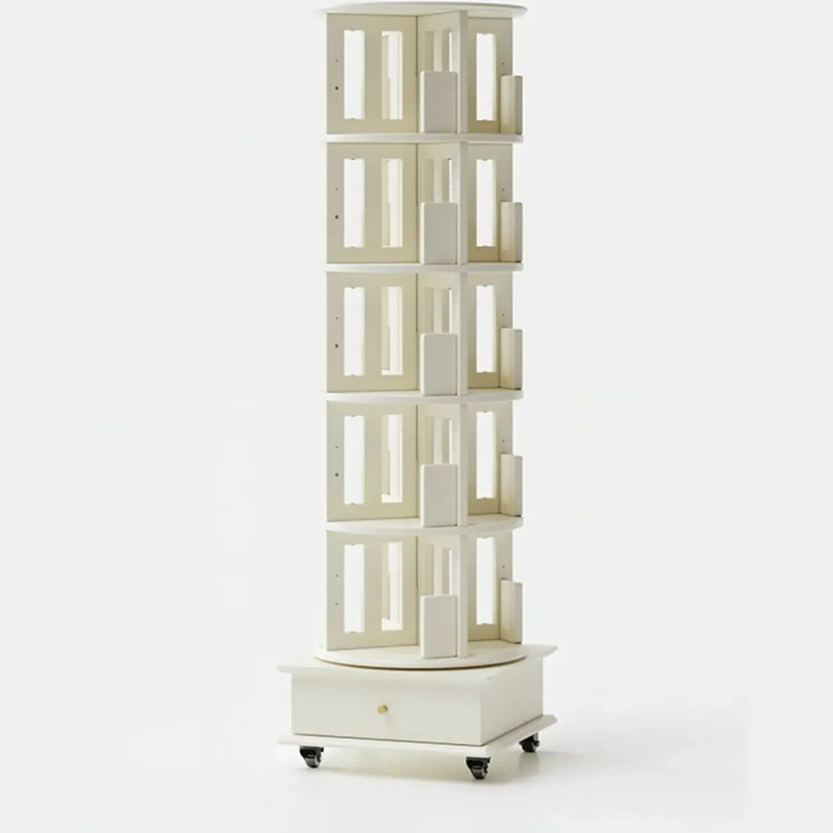 Wooden Vertical Narrow Rotating Bookcase