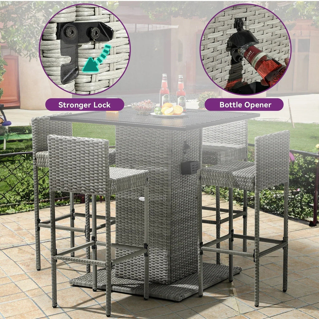 Moasis 5-delige tuinbarset van wicker - 5 stuks