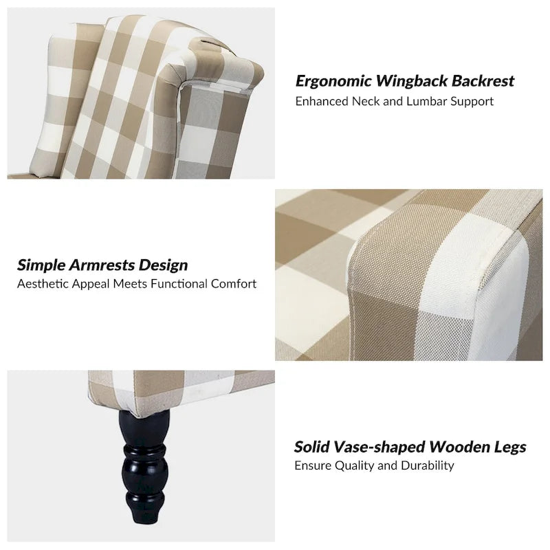 Handmatige relaxfauteuil in mid-century modern-stijl met wingback-ontwerp