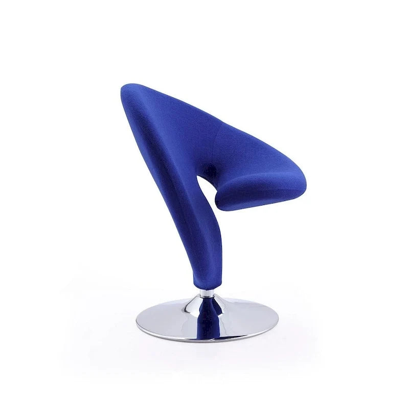 Poltrona girevole decorativa Curl Manhattan Comfort in misto lana e cromo (set da 2)