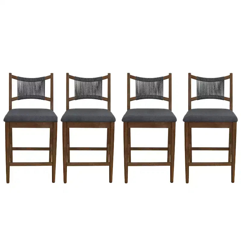 Christopher Knight Home Natalie Modern Rubberwood Upholstered Counter Stools with Woven Rope Backrest (Set of 4)