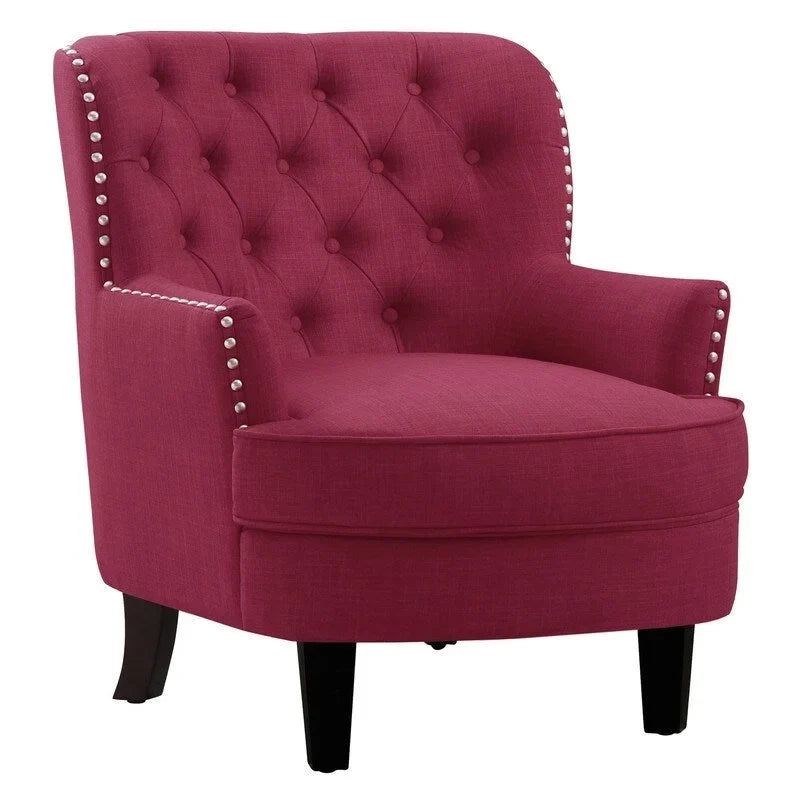 Poltrona decorativa Moser Bay Mignon in velluto/lino, larga 30, con schienale alto e bottoni