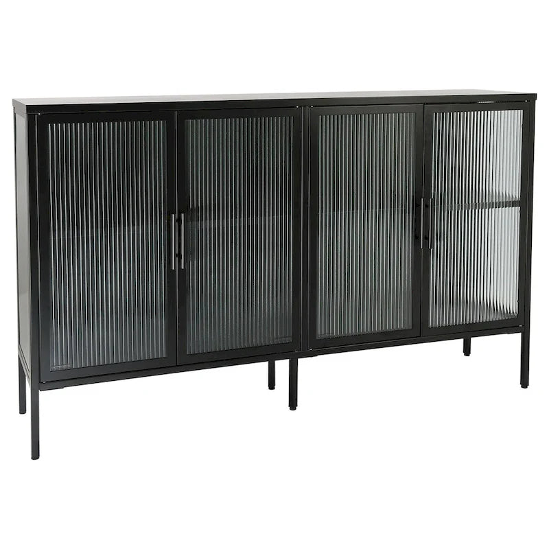 Metallschrank mit gehärteter Glasscheibe und verstellbarem Einlegeboden