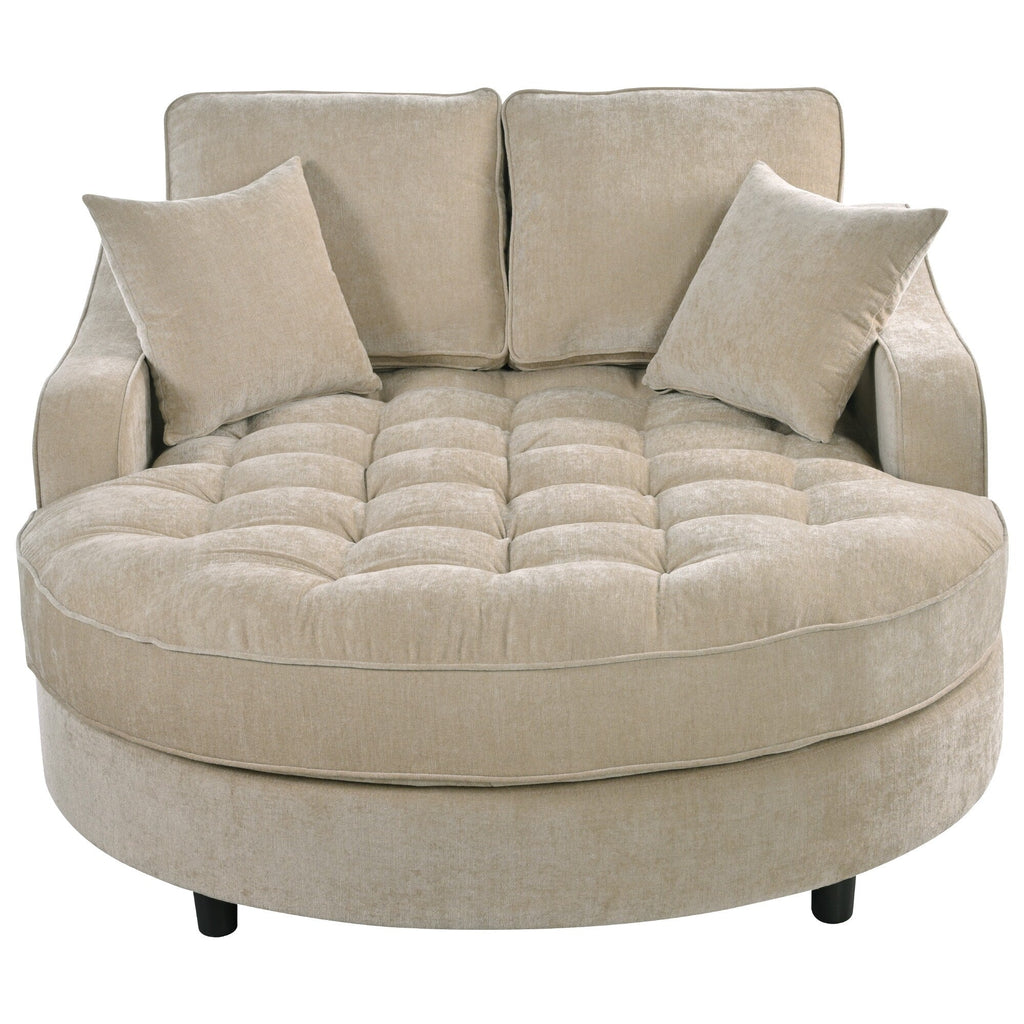 Chaiselongue-Schlafsofa aus Chenille, gepolstertes Sofa mit gesteppter Rückenlehne und 2 abnehmbaren Kissen für das Wohnzimmer