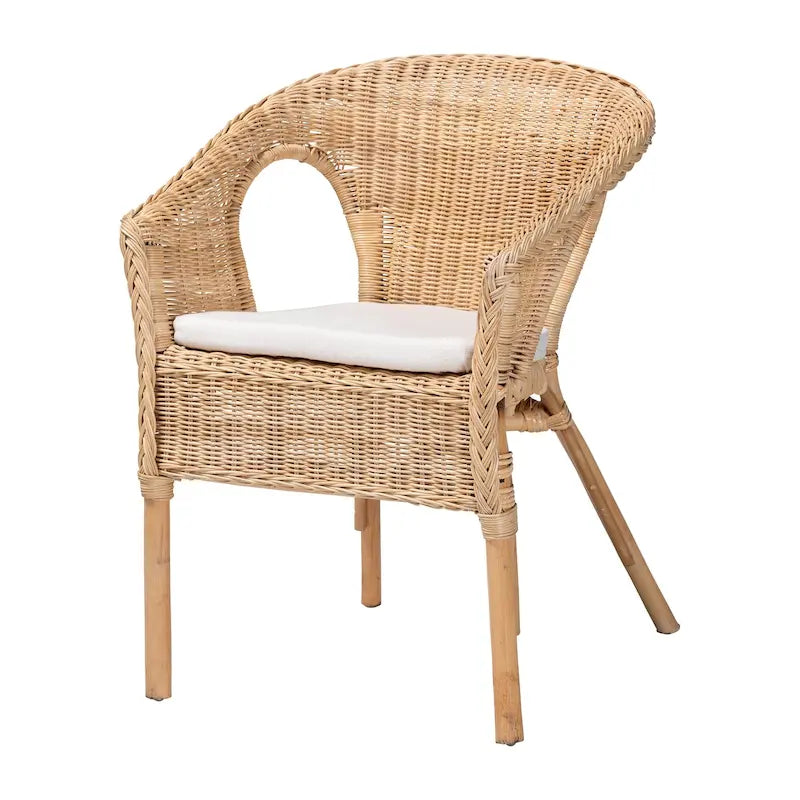 Sedia da pranzo Abbey in rattan naturale, stile boho moderno