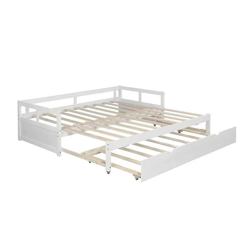 Ausziehbares Tagesbett mit Ausziehbett, Holztagesbett mit Ausziehbett