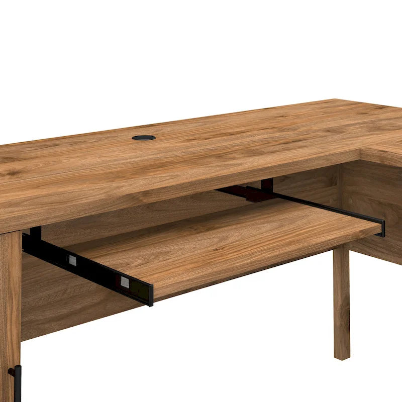 Bush Furniture Somerset 60W L-förmiger Schreibtisch mit Aufsatzregal