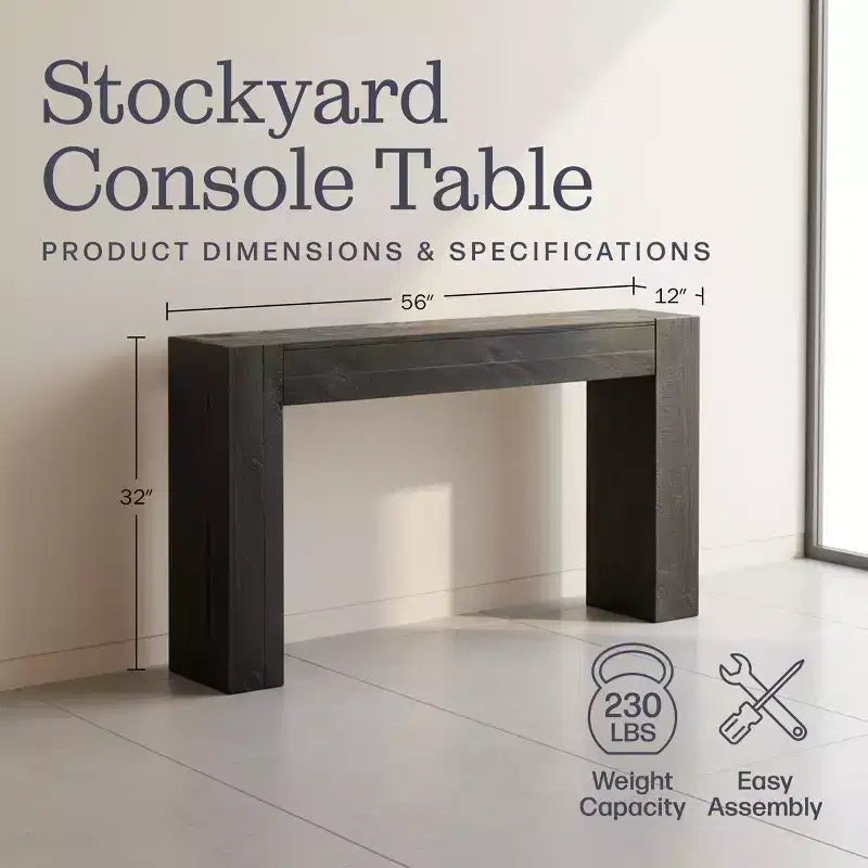 Tavolo consolle Stockyard in legno massello, 56 pollici
