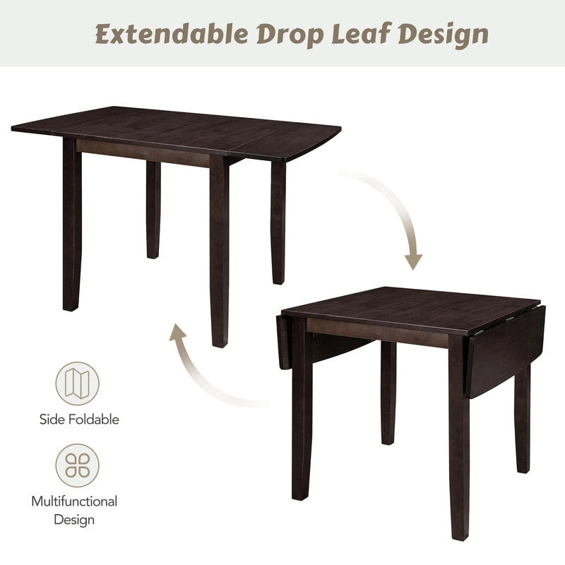 Ensemble de table de petit-déjeuner en bois à abattants, 3 pièces, avec 2 chaises à dossier en X, pour petits espaces