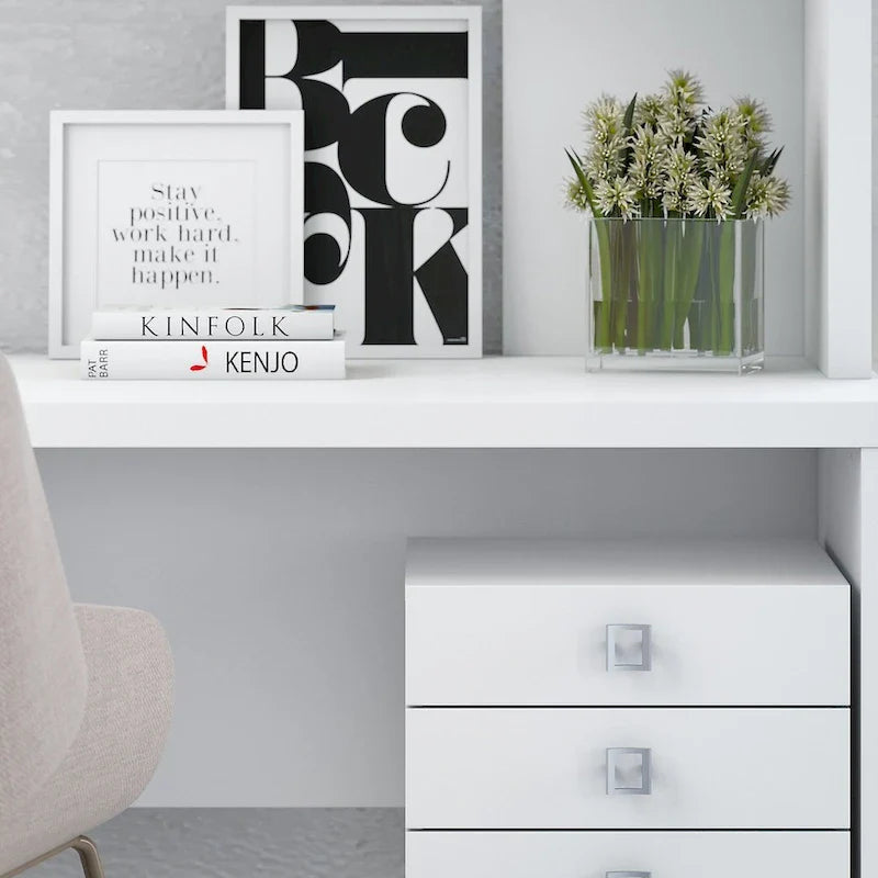 Bureau d’angle L Echo avec rehausse et tiroirs