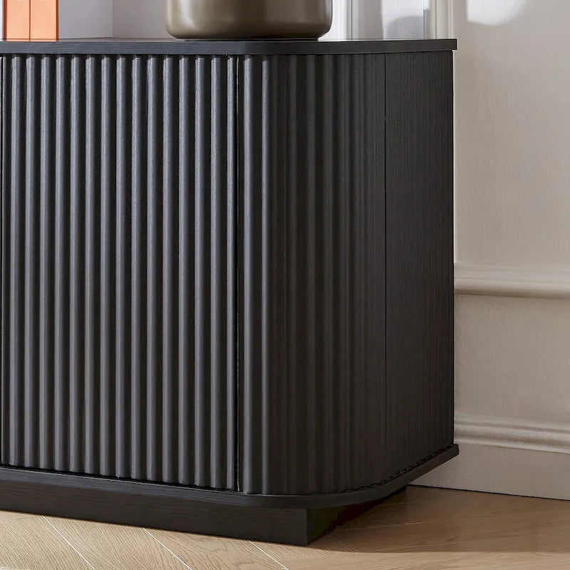 Credenza contenitore e mobile TV con motivo a onde, mobile buffet in legno a righe verticali
