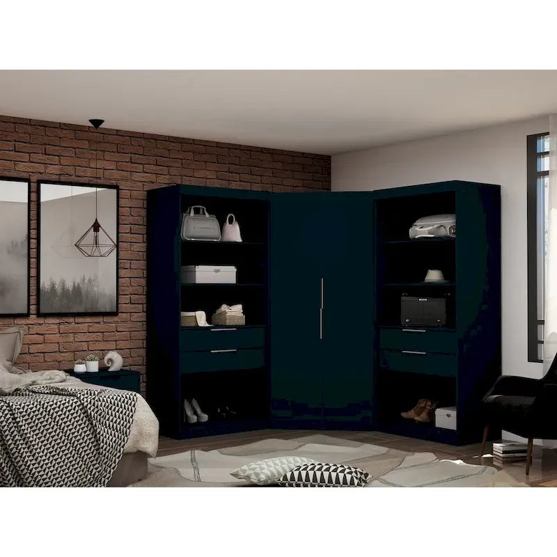 Mulberry 2.0 halfopen, moderne hoekkastset met 3 delen en 4 laden, set van 3