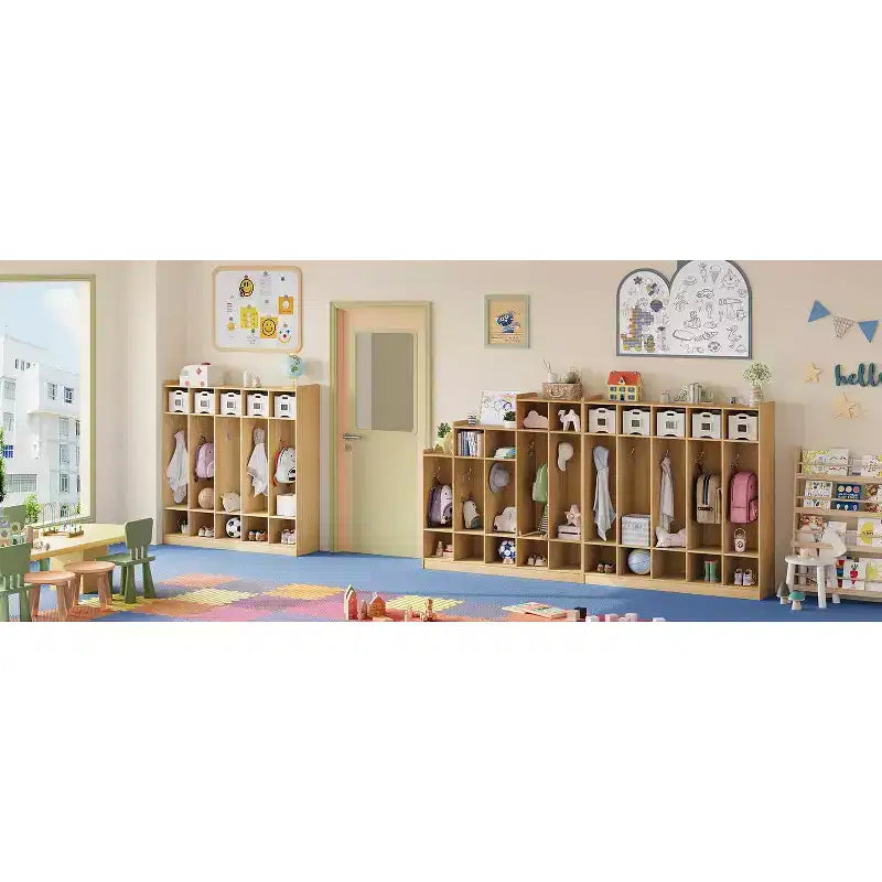 Vestiaire scolaire à 5 sections avec 10 casiers, meuble de rangement avec 10 crochets pour la maison, l’école, la crèche et la maternelle