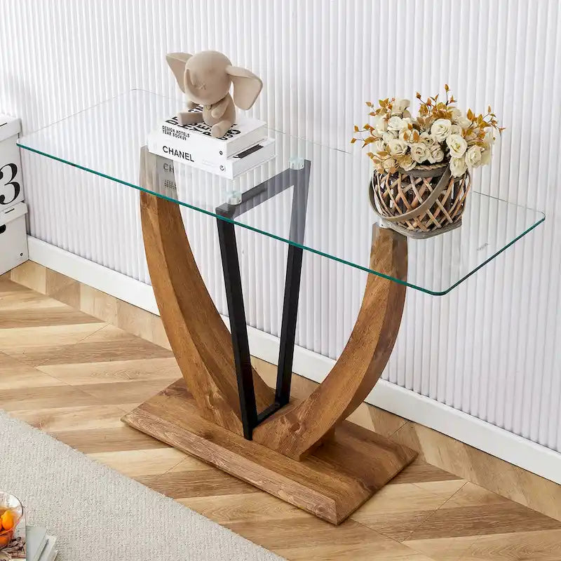 Modern and simple rectangular glass console table