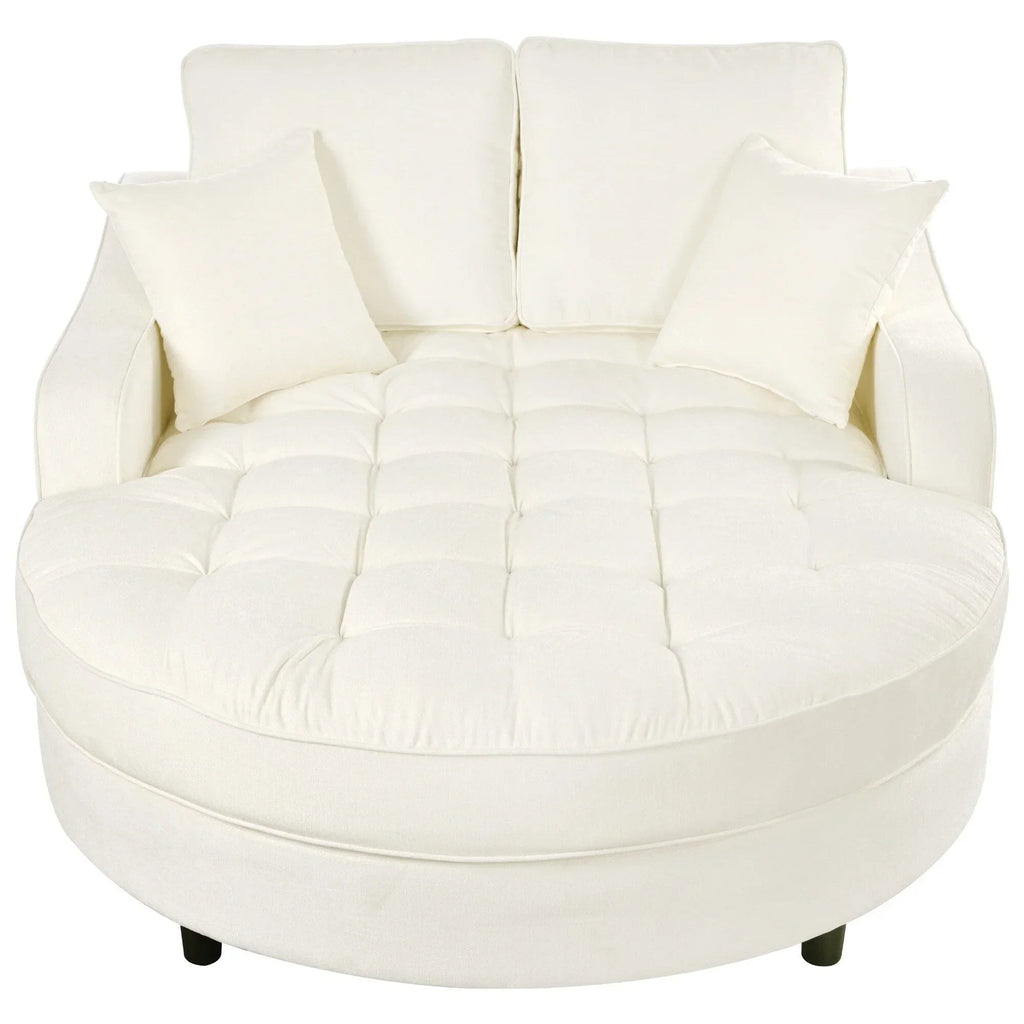 Chaiselongue-Schlafsofa aus Chenille, gepolstertes Sofa mit gesteppter Rückenlehne und 2 abnehmbaren Kissen für das Wohnzimmer