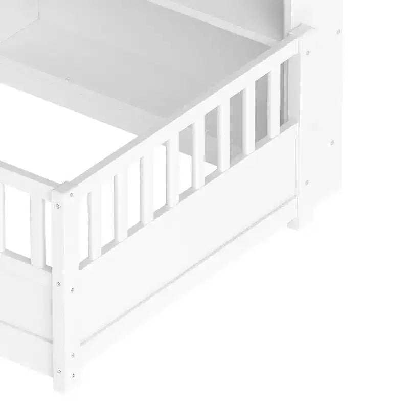 GDFStudio Cissie modern vloerbed van grenenhout met veiligheidsrand en opbergruimte aan de zijkant