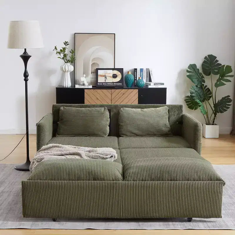 64.5 3-in-1-Schlafsofa aus Cord mit ausziehbarem Bett