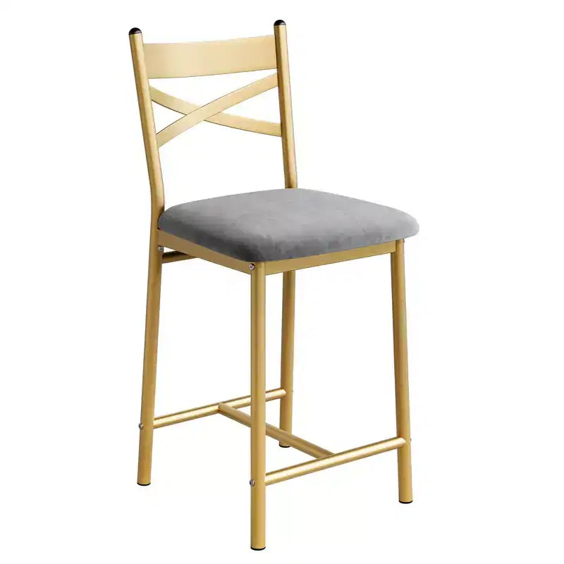 Barhocker, 4er-Set, Barstühle mit PU-Polsterung, Kücheninselstühle mit X-förmiger Rückenlehne und Metallfußstütze, schwarze Stühle in Thekenhöhe