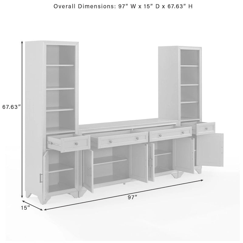 Crosley Tara 3-teiliges Sideboard- und Bücherregal-Set - 15x97x67.63