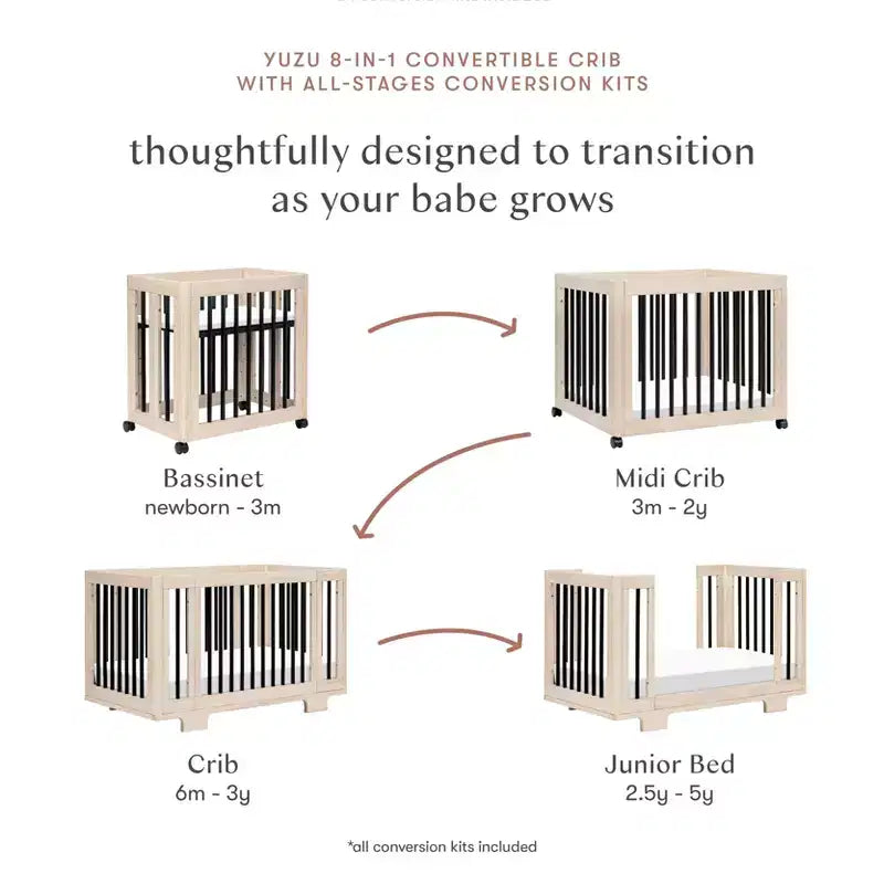 Lettino convertibile Babyletto Yuzu 8 in 1 con kit di conversione per tutte le fasi