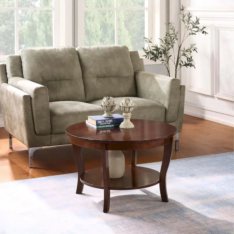 Tavolino rotondo Convenience Concepts American Heritage con ripiano