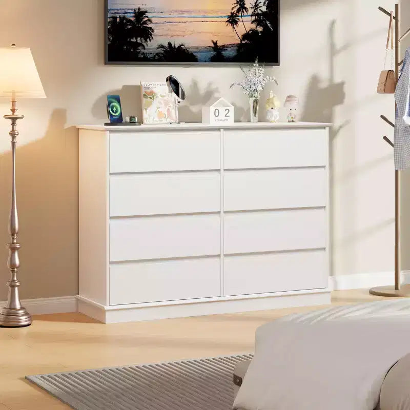 Moderne ladekast voor de slaapkamer met 8 lades, houten opbergmeubel voor de kledingkast, brede ladekast