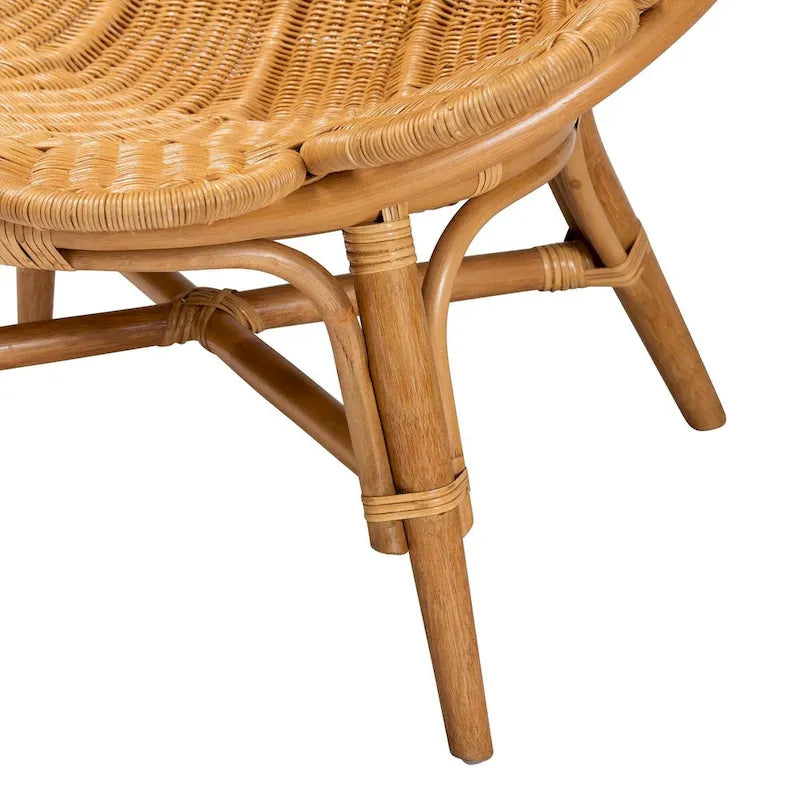 Fauteuil fleuri d’appoint en rotin miel, style bohème Blossom