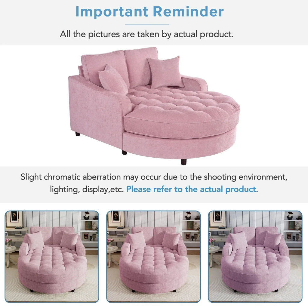 Chaiselongue-Schlafsofa aus Chenille, gepolstertes Sofa mit gesteppter Rückenlehne und 2 abnehmbaren Kissen für das Wohnzimmer