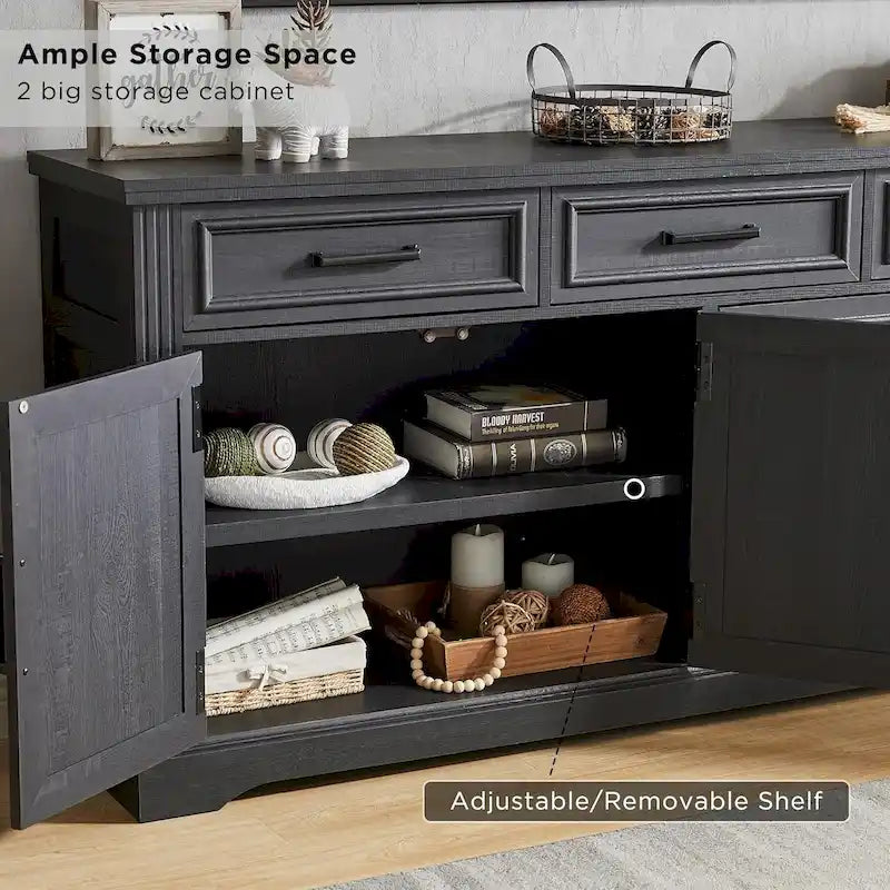 Credenza a buffet in stile rustico, mobile per angolo caffè o bar per vini per sala da pranzo - N/A