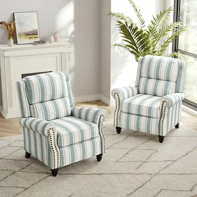 Set mit 2 modernen Relaxsesseln mit gepolstertem Sitz aus Kunstleder/Stoff