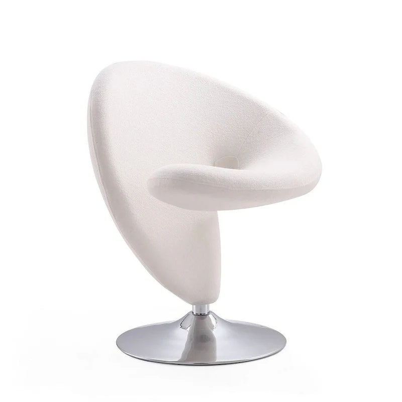 Poltrona girevole decorativa Curl Manhattan Comfort in misto lana e cromo (set da 2)