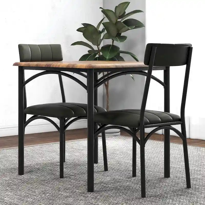 Keuken- en eettafelset voor 2 personen met gestoffeerde stoelen