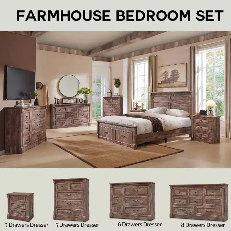 Cassettiera Mastgoal 57 in stile rustico con 7 cassetti, mobile contenitore in legno con colonna romana per camera da letto