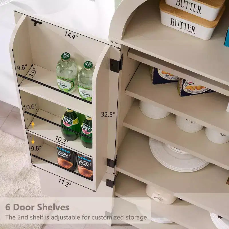 Dispensa da cucina alta 71 con arco, mobile contenitore moderno con 3 ripiani regolabili e 6 ripiani nelle ante, per cucina e soggiorno