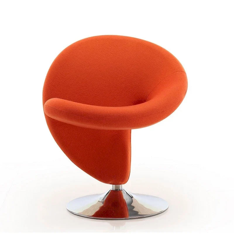 Poltrona girevole decorativa Curl Manhattan Comfort in misto lana e cromo (set da 2)