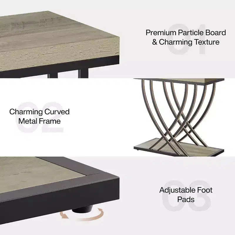 Table d’appoint à 2 niveaux, étroite, pour le salon, tables de chevet industrielles avec cadre en métal pour chambre, canapé, petits espaces, grise