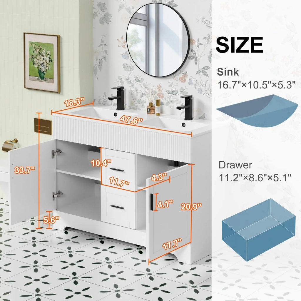 Ensemble meuble-lavabo de salle de bain Wavy Line 30/36/48 avec lavabo et robinet
