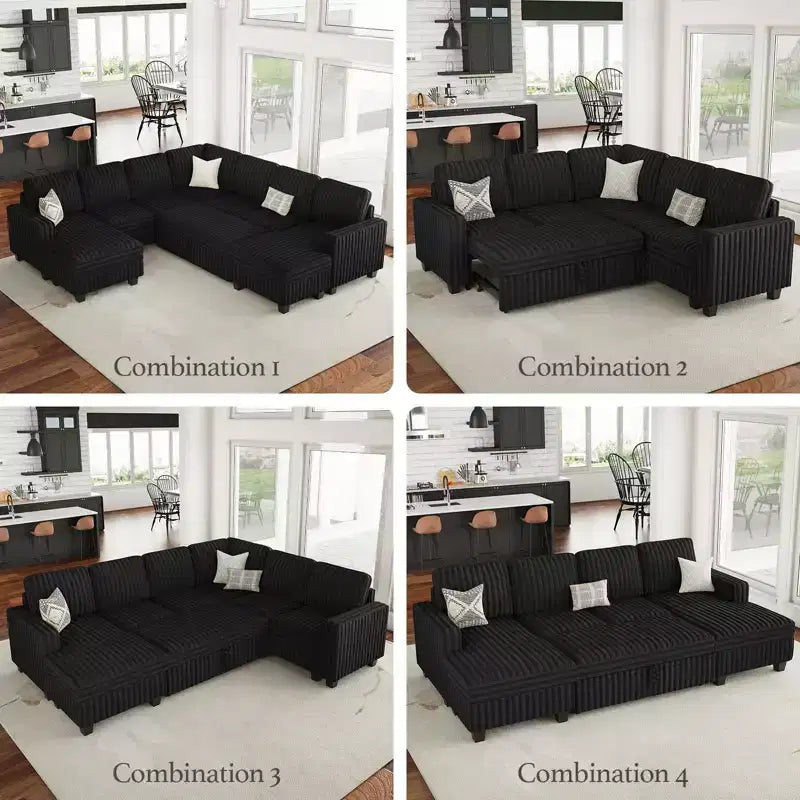 Belffin-Polsterhocker aus Cord mit Stauraum für modulares Ecksofa