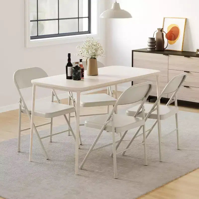 Ensemble de 8 chaises pliantes tout acier avec dossiers, chaises de salle à manger pliables en métal robuste, capacité de 350 lbs, pour l’intérieur et l’extérieur