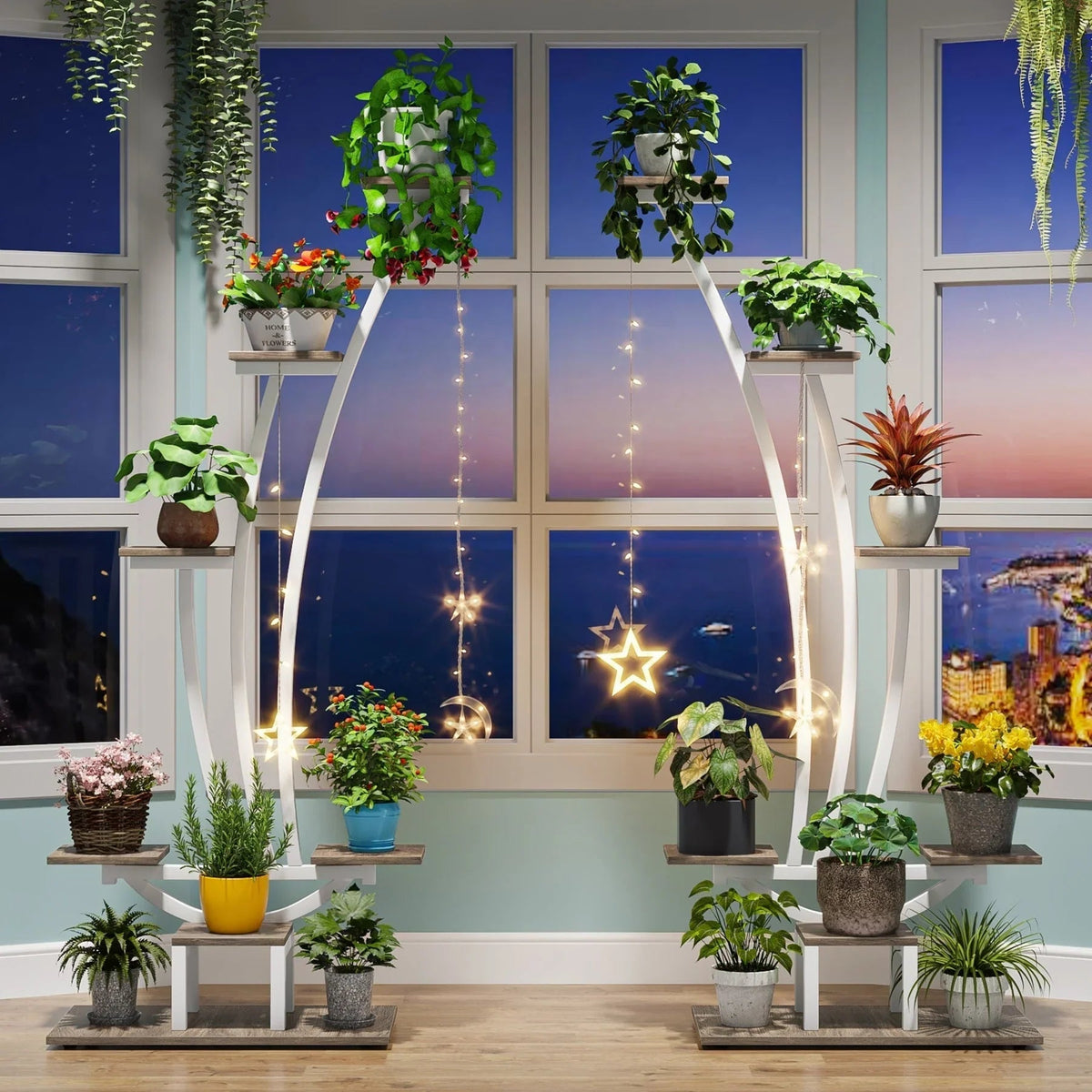 Pflanzenständer für Innenräume, sechsstufiges Blumenregal für Haus und Garten - 2er-Set
