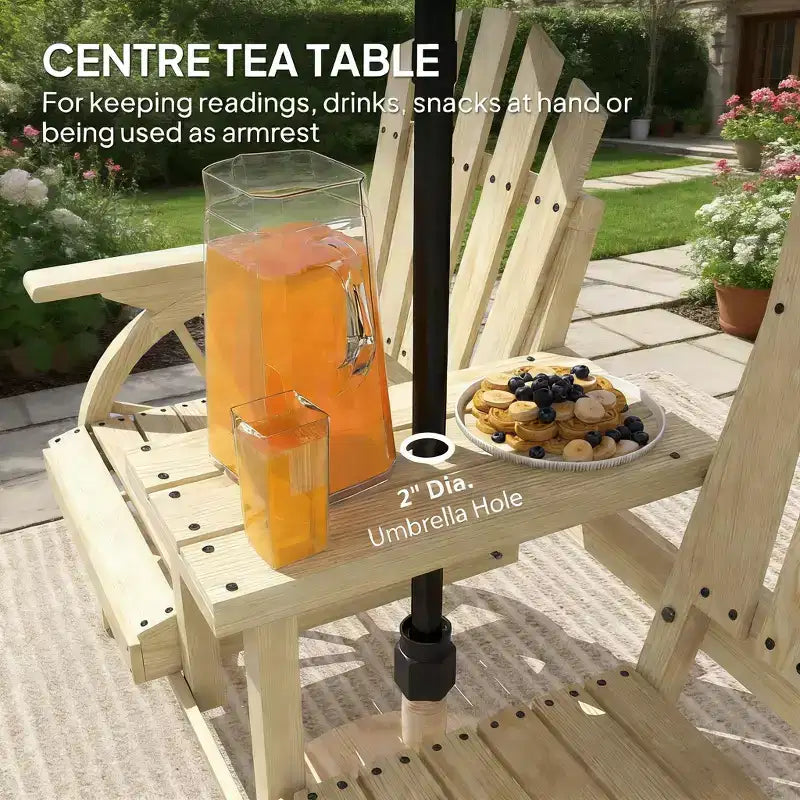 GDFStudio Sydel Gartenbank im Wagenrad-Design mit Mitteltisch und Staufach