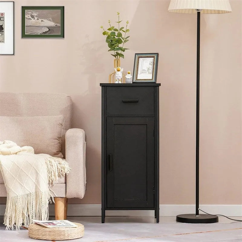 Meuble de rangement étroit à poser au sol, avec 1 porte et 1 tiroir - 11.8D x 13.8W x 31.5H