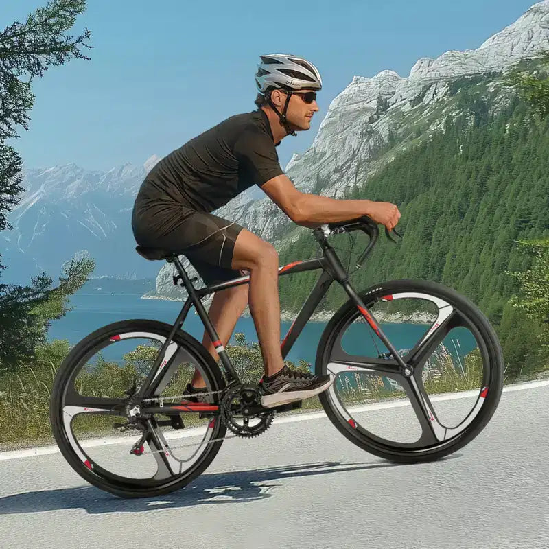 VEVOR Rennrad, 700C-Räder, SHIMANO-Antrieb mit 14 Gängen, City-Pendlerrad mit Aluminiumrahmen, Rennlenker, Schwarz