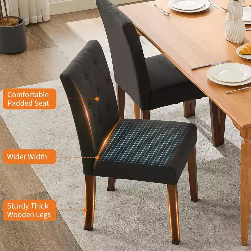 Esszimmerstühle im Parsons-Stil mit Knopfheftung, 6er- / 4er-Set - gepolsterte Küchenstühle aus Stoff mit Holzbeinen und gepolsterten Sitzflächen - Möbel für Wohnzimmer und Küche